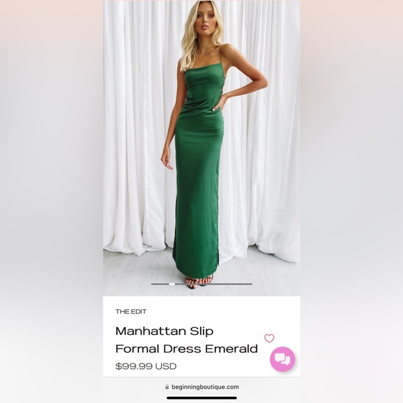 Beginning Boutique | Dresses | Manhattan Slip Formal Dress Emerald Green  Size Xxs Brand New With Tags | Poshmark
